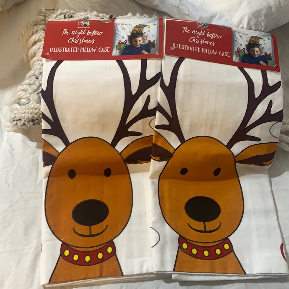 Illustrated Christmas pillow cases